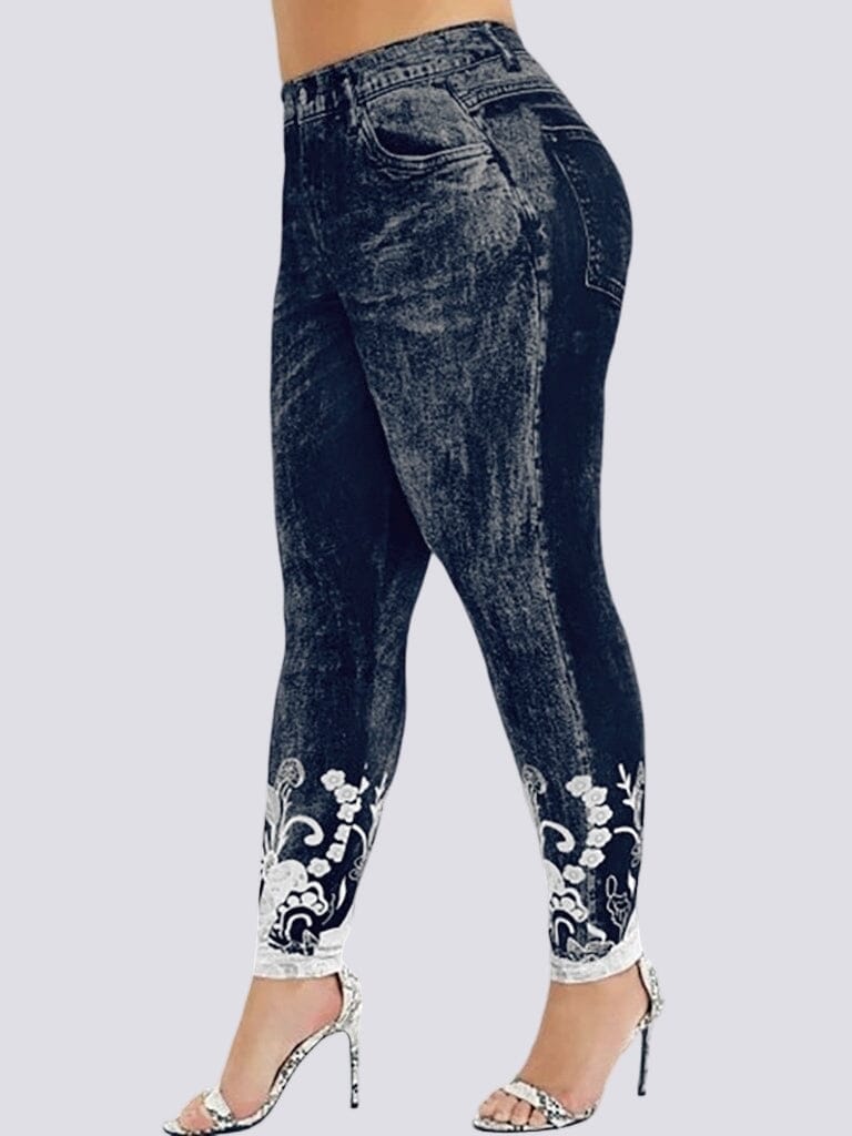 Jegging Grande Taille - Taille Haute Jeggings Helanke-Srbija.com L Bleu foncé 