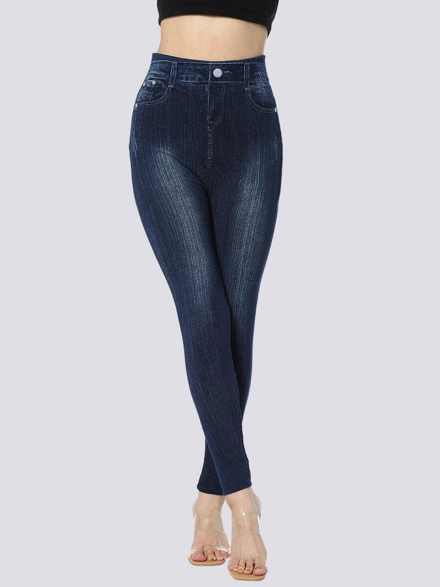 Jegging Taille Élastique Jeggings Helanke-Srbija.com sa Bleu foncé 