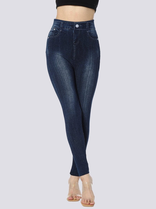 Jegging Taille Élastique Jeggings Helanke-Srbija.com sa Bleu foncé 