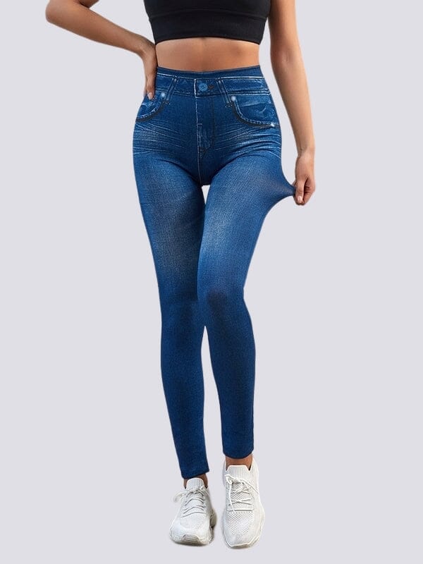 Jegging Taille Haute Amincissant Jeggings Helanke-Srbija.com sa Bleu 