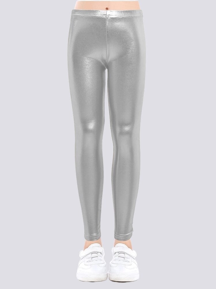 Legging Brillant Simili Cuir Fille Leggings Helanke-Srbija.com 3 - 4 ans Argent 