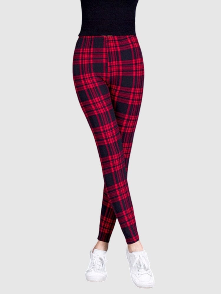Legging Carreaux Noir et Rouge Leggings Helanke-Srbija.com : Legging Femme | Vêtements de Sport sa 