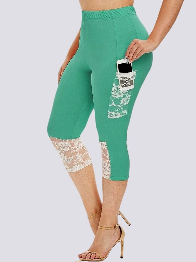 Legging Court Grande Taille (Poche) Leggings Helanke-Srbija.com L Vert 