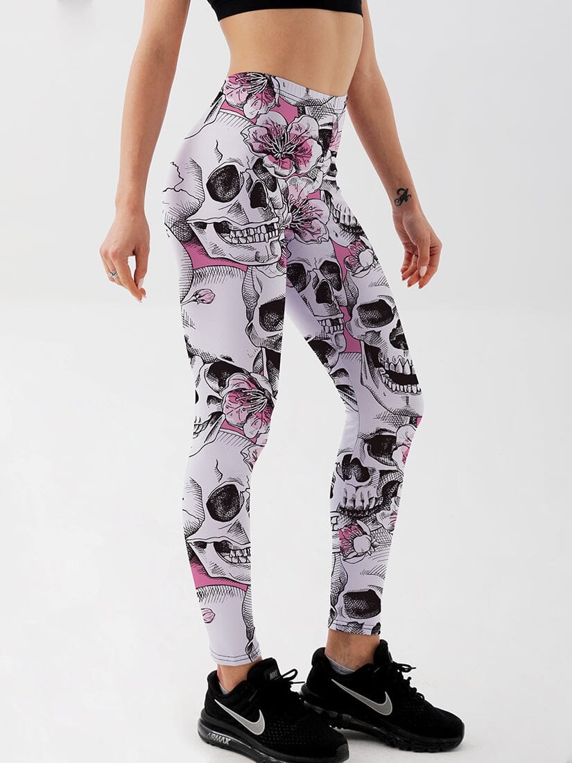 Legging Crânes et Fleurs Leggings Helanke-Srbija.com sa 