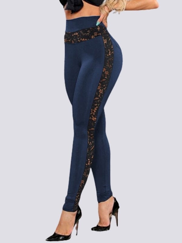 Legging Dentelle Taille Haute Leggings Helanke-Srbija.com sa Bleu 