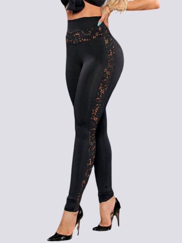 Legging Dentelle Taille Haute Leggings Helanke-Srbija.com sa Noir 