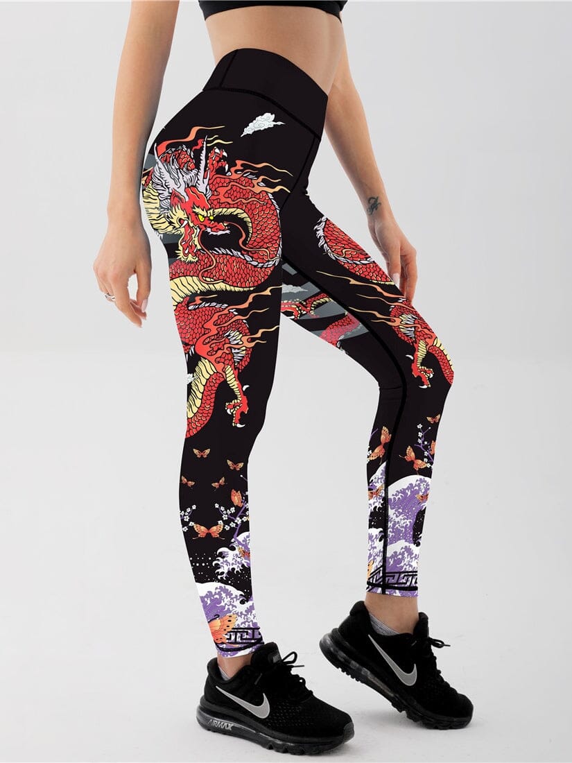 Legging Dragon Japonais Imprimé Leggings Helanke-Srbija.com sa 