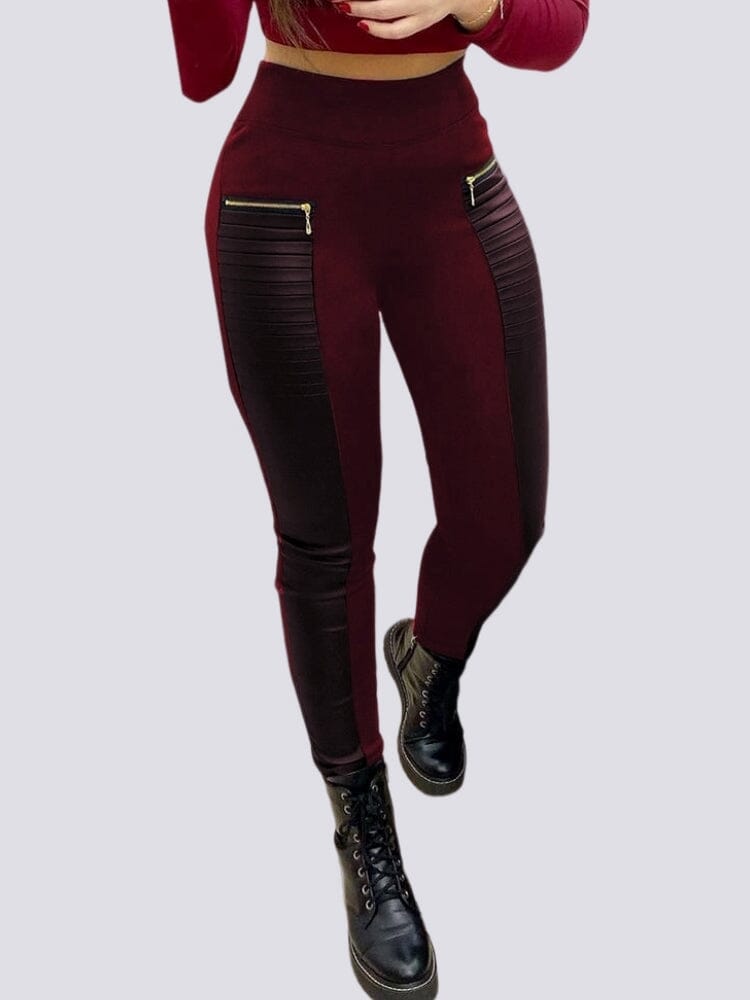 Legging Effet Cuir Taille Haute Leggings Helanke-Srbija.com sa Bordeaux 