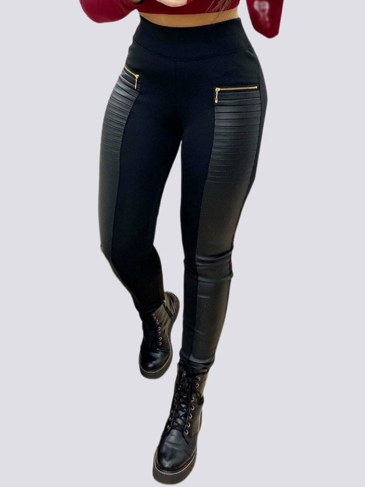 Legging Effet Cuir Taille Haute Leggings Helanke-Srbija.com sa Noir 
