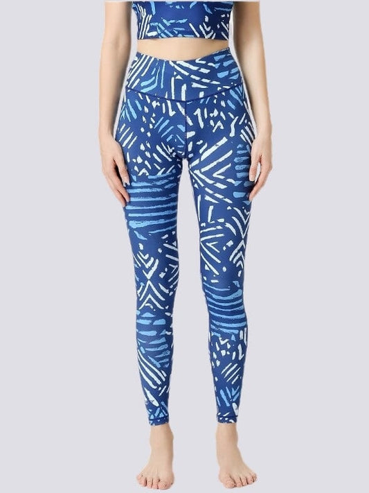 Legging Imprimé Bleu et Blanc - Sport Ultime-Legging sa Bleu/Blanc 
