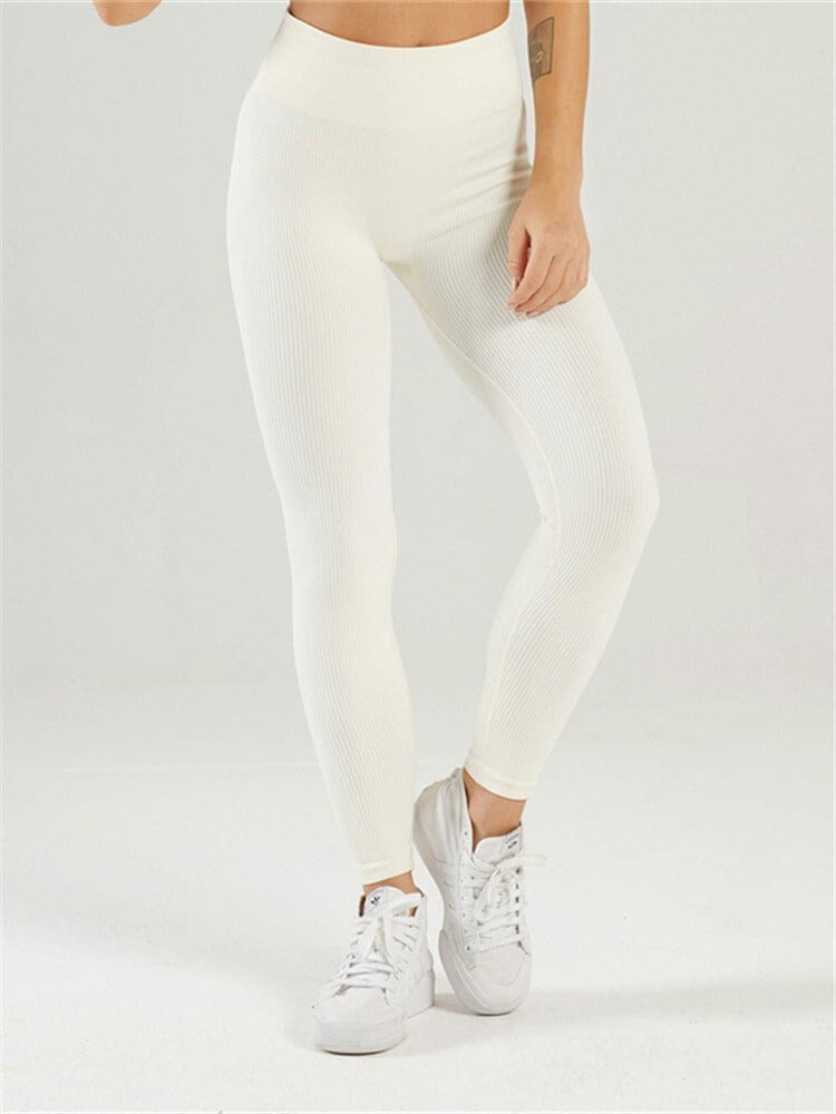 Legging Plissé Taille Haute Sport - Nexir Leggings Helanke-Srbija.com sa Crème 