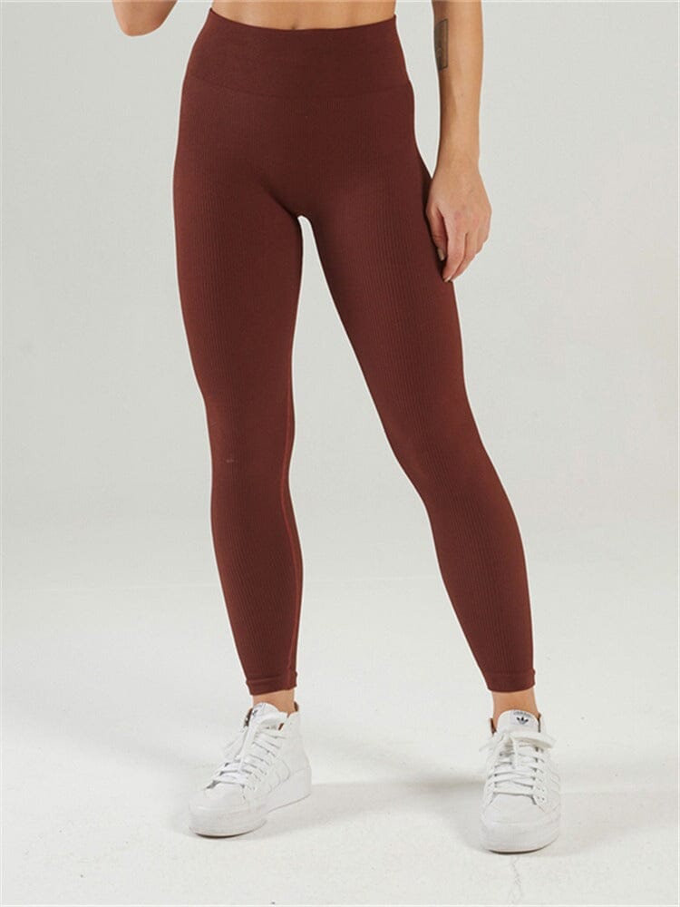 Legging Plissé Taille Haute Sport - Nexir Leggings Helanke-Srbija.com sa Marron 
