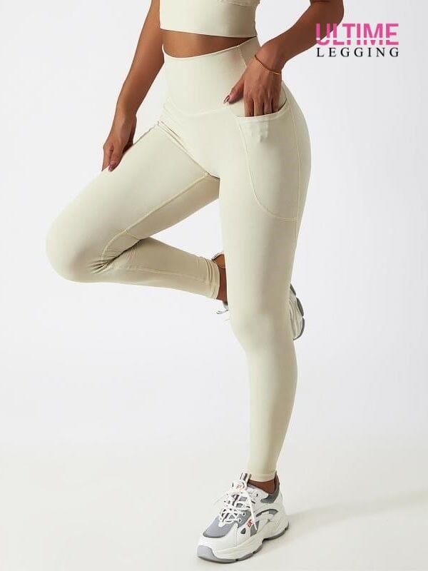 Legging Poche Latérale Push Up - Ultime-Legging Leggings Helanke-Srbija.com sa Ivoire 