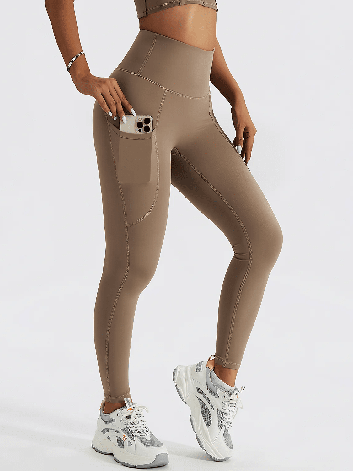 Legging Poches Taille Haute - Soraya Leggings Helanke-Srbija.com sa Marron 