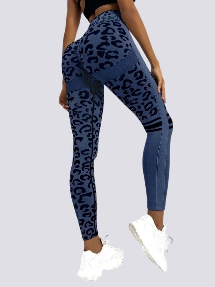 Legging Sans Couture Push Up Sport - Léopard Leggings Helanke-Srbija.com sa Bleu 