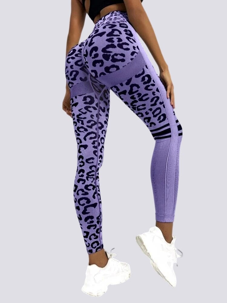 Legging Sans Couture Push Up Sport - Léopard Leggings Helanke-Srbija.com sa Violet 