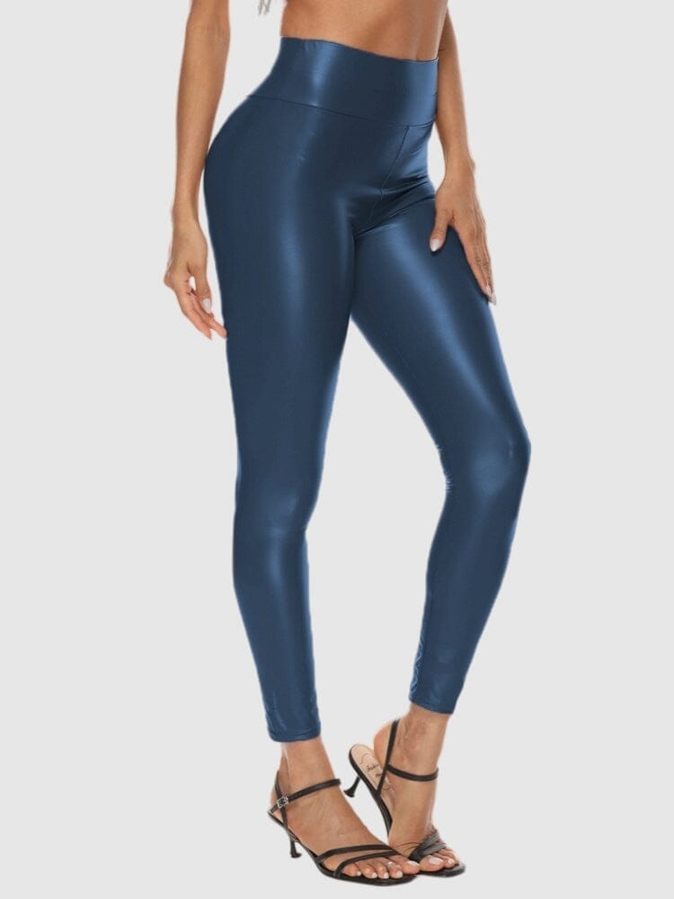 Legging Simili Cuir Bleu Brillant Leggings Helanke-Srbija.com : Legging Femme | Vêtements de Sport sa 
