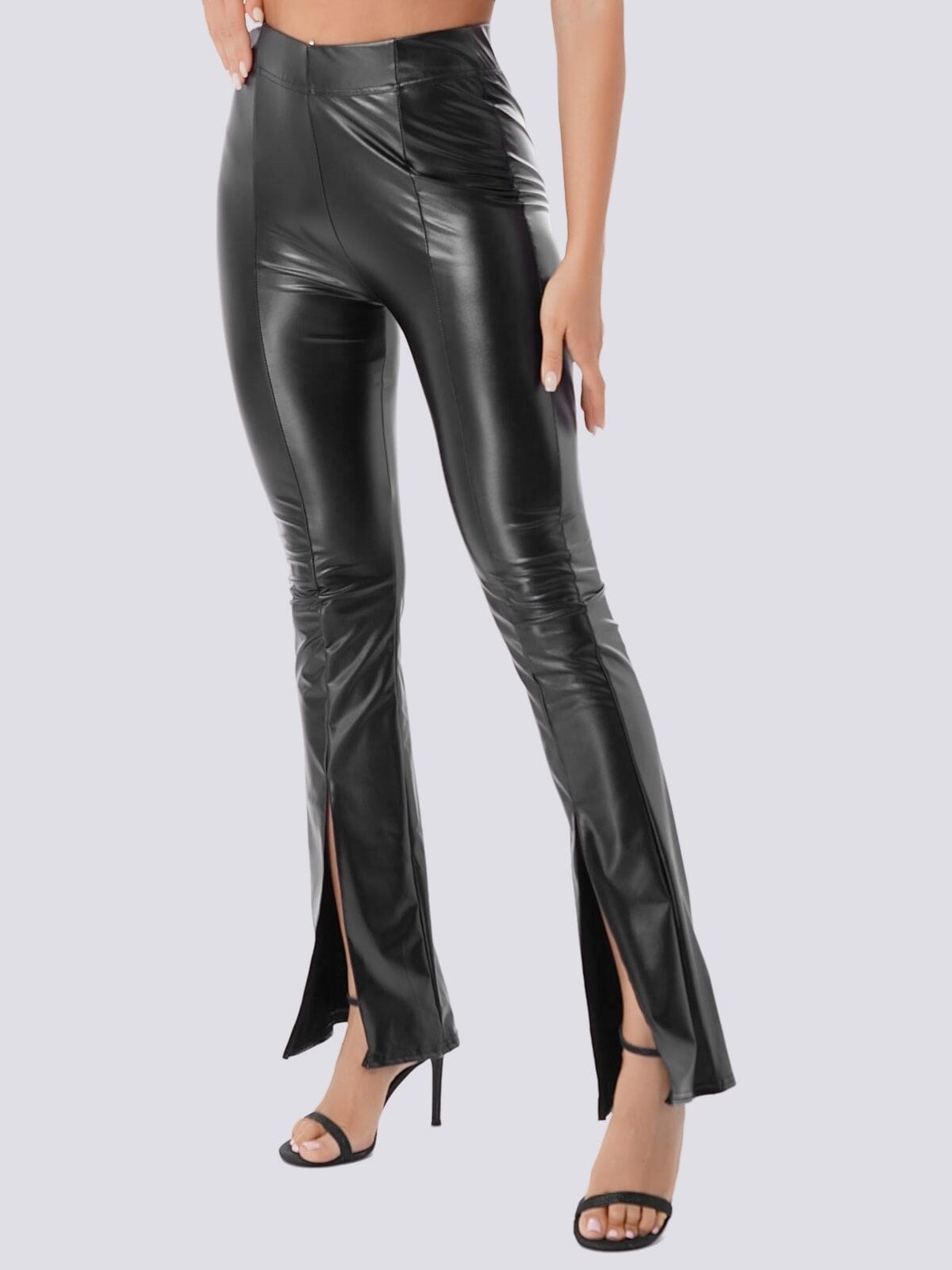 Legging Simili Cuir Évasé Fendu Leggings Helanke-Srbija.com sa Noir 