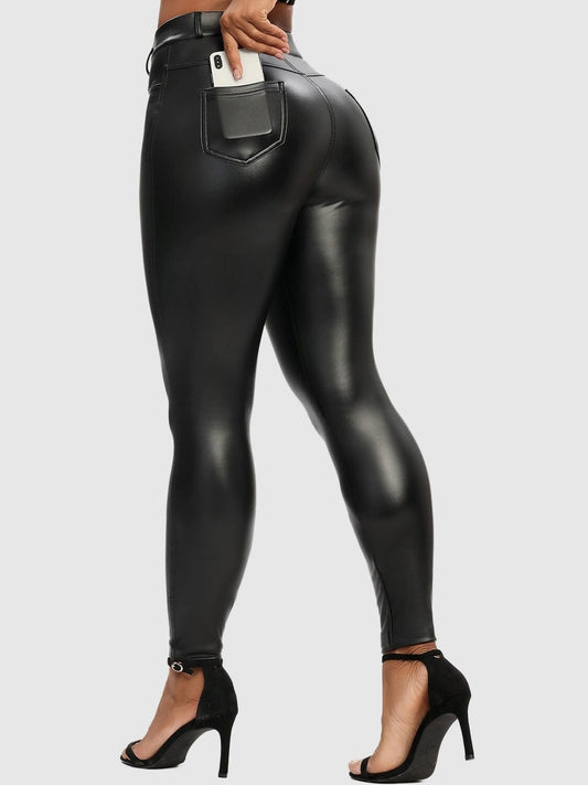 Legging Simili Cuir Poches Arrière Leggings Helanke-Srbija.com sa Noir 