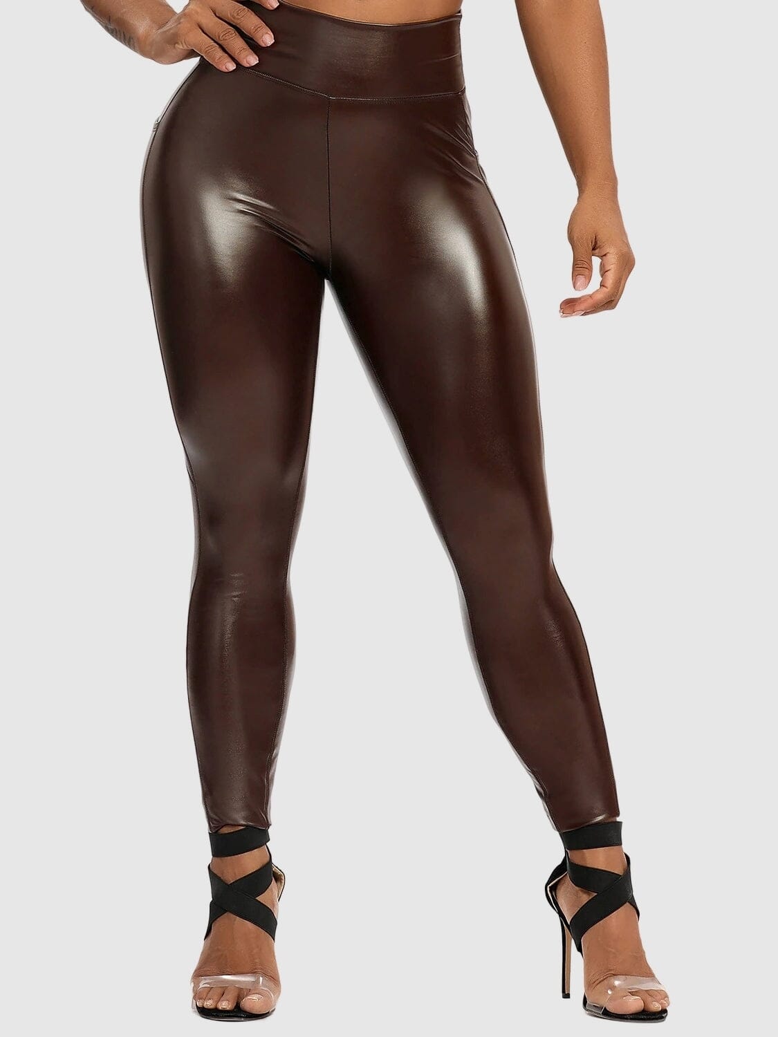 Legging Simili Cuir Poches Leggings Helanke-Srbija.com : Legging Femme | Vêtements de Sport sa Marron 