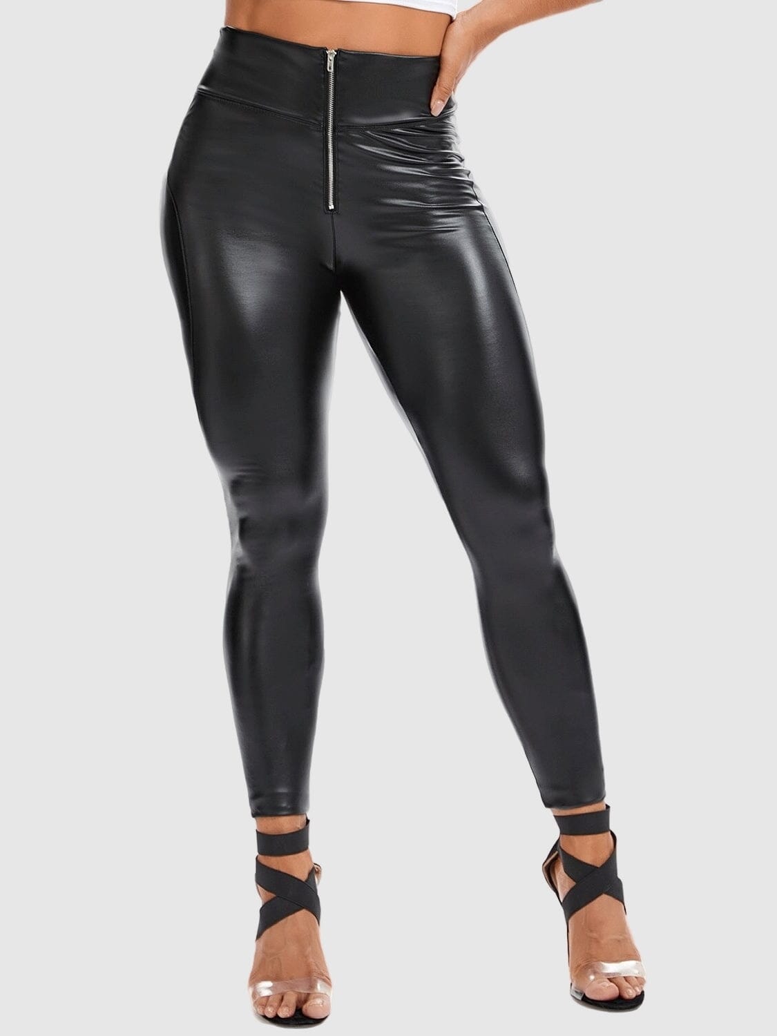 Legging Simili Cuir Taille Zippée Leggings Helanke-Srbija.com : Legging Femme | Vêtements de Sport sa Noir 