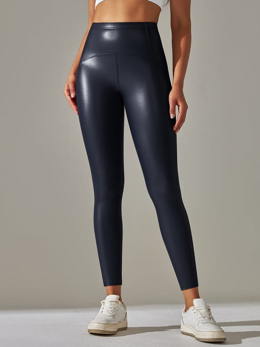 Legging Simili Cuir Ventre Plat Velours Leggings Helanke-Srbija.com sa Bleu 