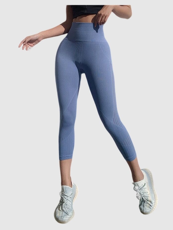 Legging Sport Capri Sans Couture Taille Haute Leggings Helanke-Srbija.com S/M Bleu 