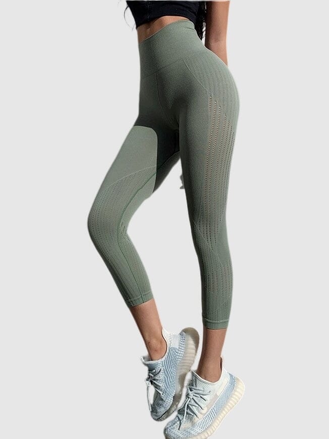 Legging Sport Capri Sans Couture Taille Haute Leggings Helanke-Srbija.com S/M Kaki 