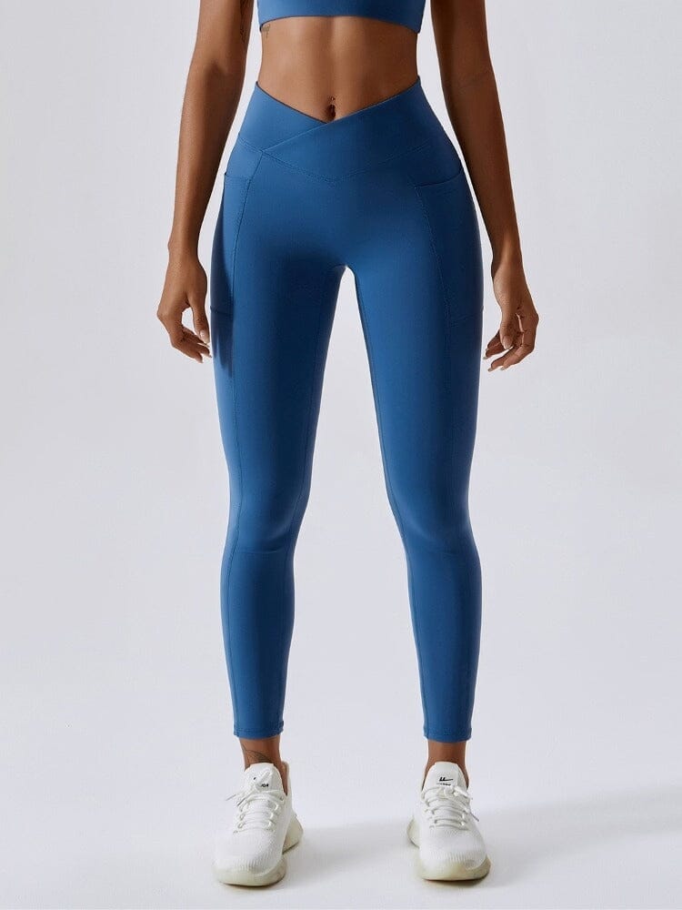 Legging Sport Ceinture V Push Up Poches Helanke-Srbija.com sa Bleu 