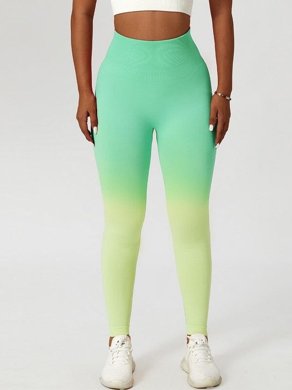 Legging Sport Coloré Dégradé Push Up Helanke-Srbija.com sa Vert/Jaune 