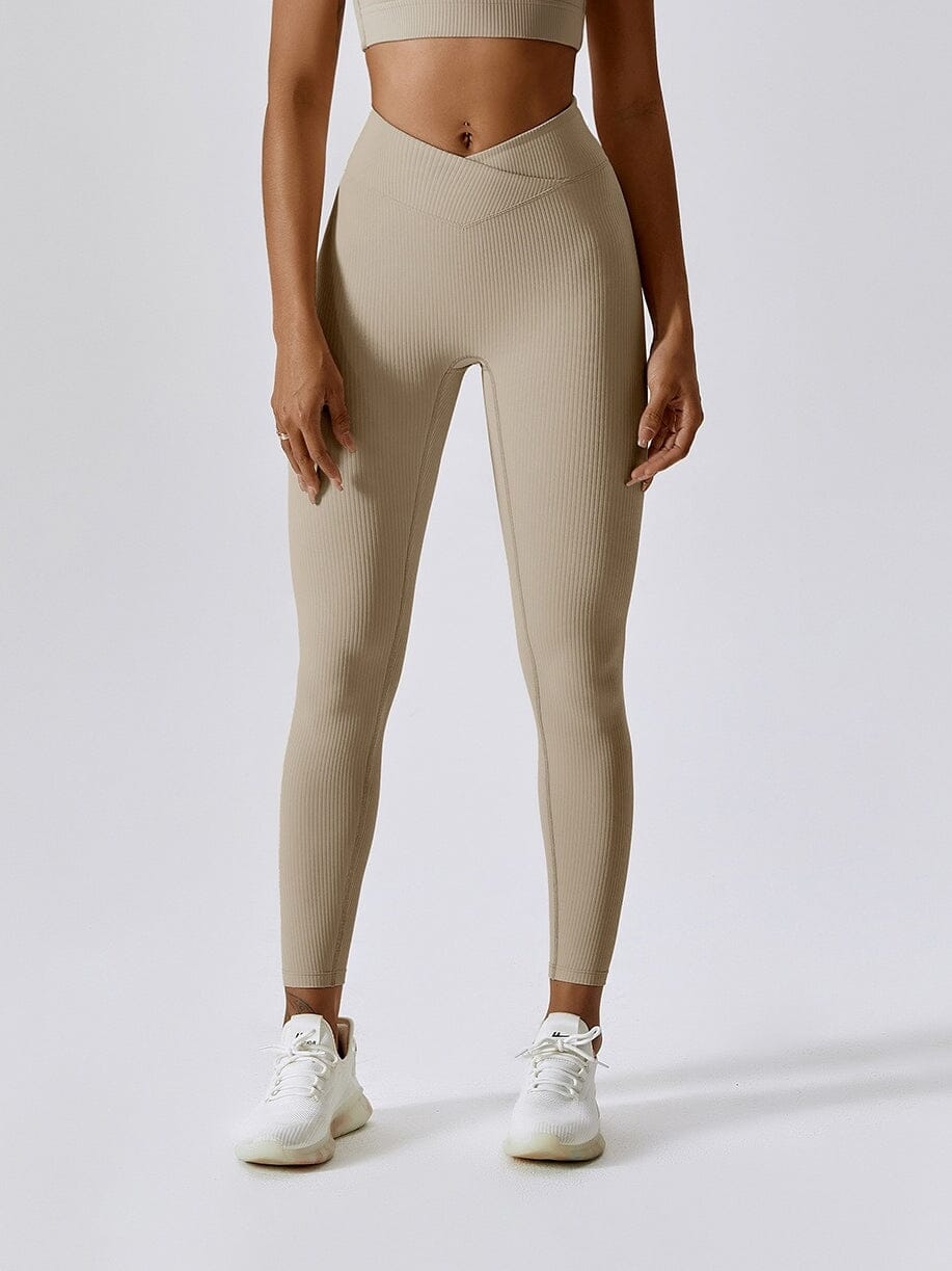 Legging Sport Côtelé Taille Croisée - Melissa Leggings Helanke-Srbija.com sa Beige 