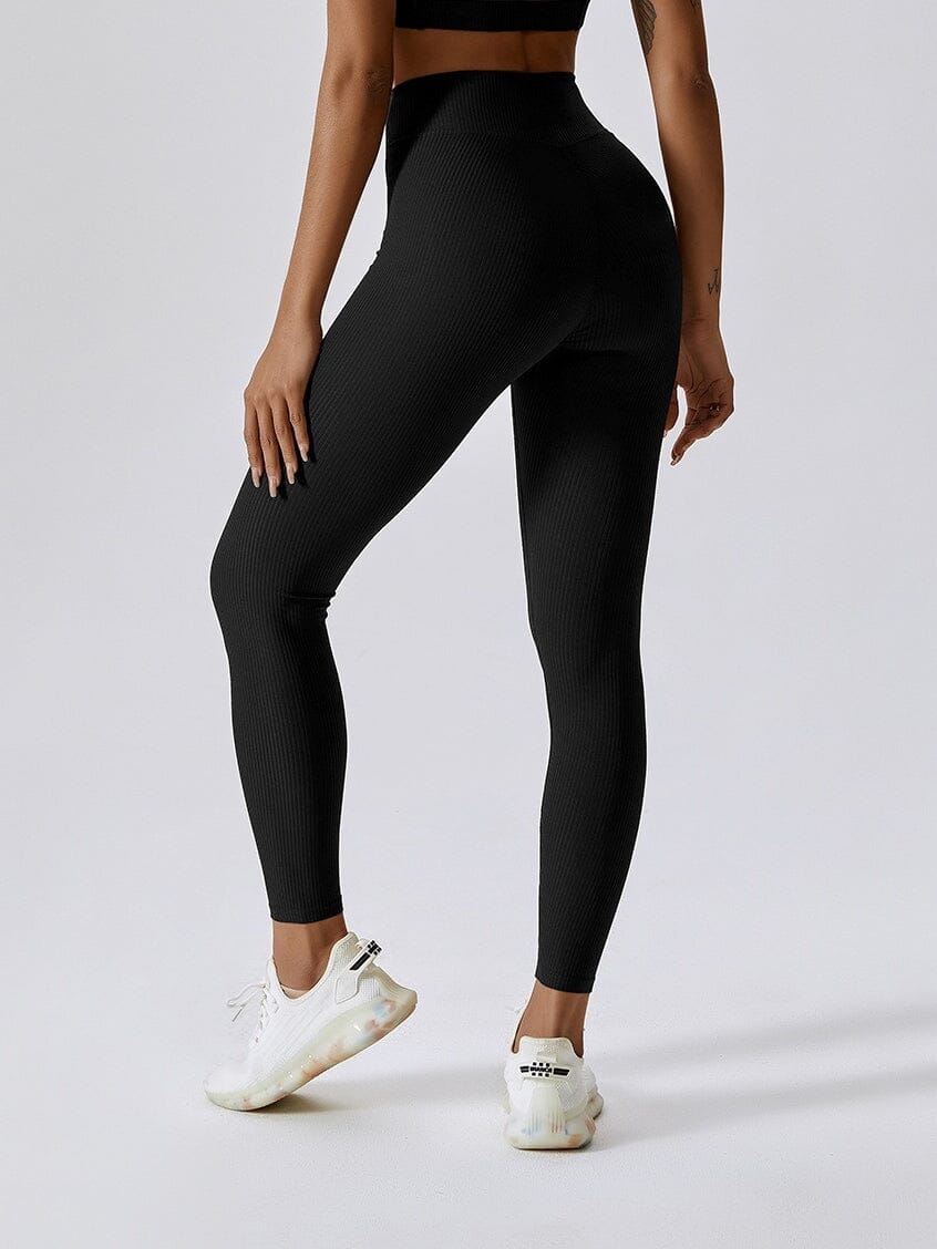 Legging Sport Côtelé Taille Croisée - Melissa Leggings Helanke-Srbija.com sa Noir 