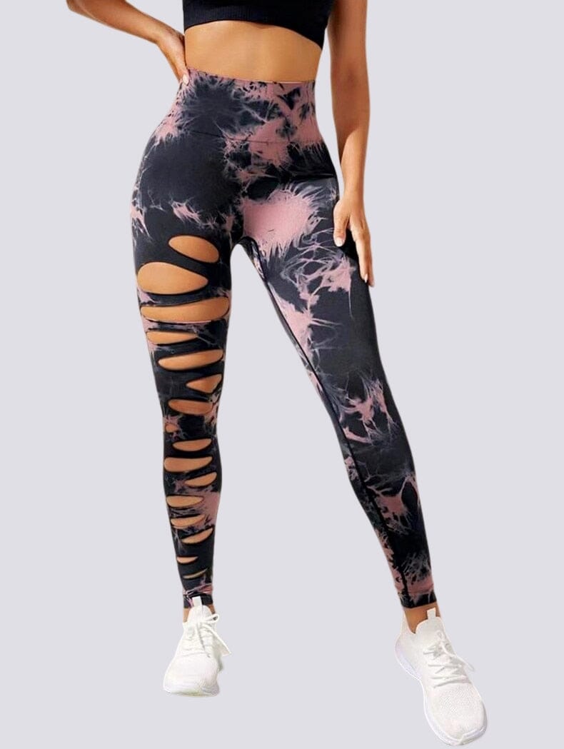 Legging Sport Destroy Push Up Sans Couture Leggings Helanke-Srbija.com XS Noir/Rose 
