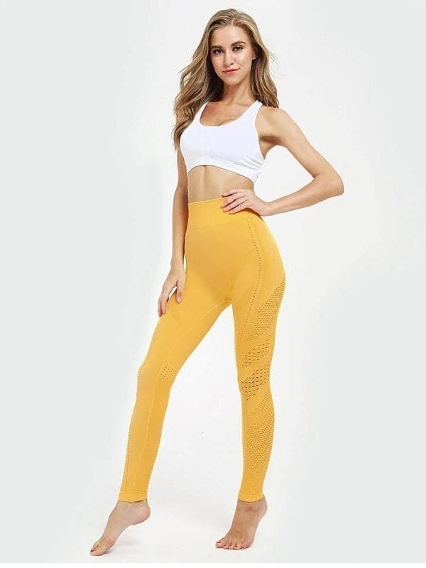 Legging Sport Maille Sans Couture Leggings Helanke-Srbija.com : Legging Femme | Vêtements de Sport sa Jaune 