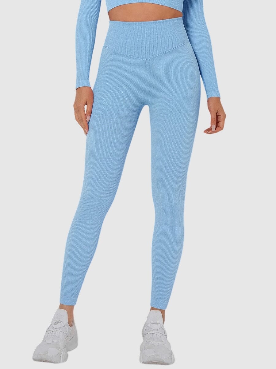 Legging Sport Sans Couture Côtelé (Push Up) Leggings Helanke-Srbija.com sa Bleu ciel 