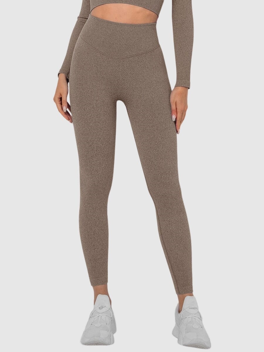 Legging Sport Sans Couture Côtelé (Push Up) Leggings Helanke-Srbija.com sa Café 