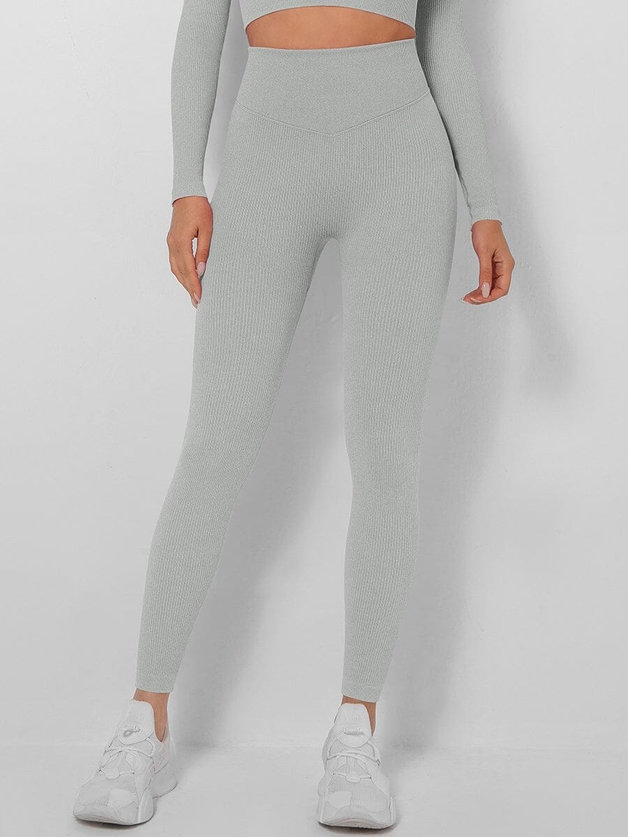 Legging Sport Sans Couture Côtelé (Push Up) Leggings Helanke-Srbija.com sa Gris 