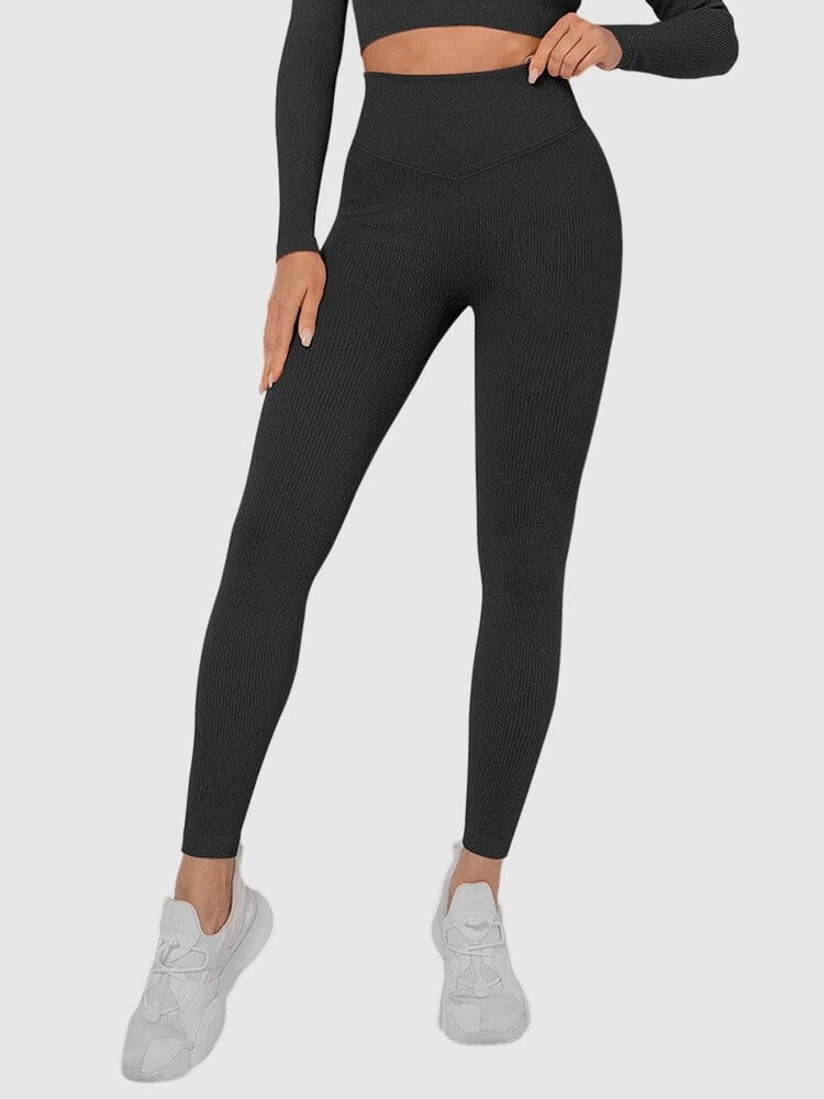 Legging Sport Sans Couture Côtelé (Push Up) Leggings Helanke-Srbija.com sa Noir 