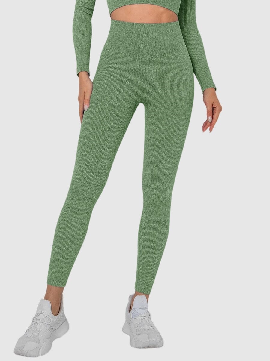 Legging Sport Sans Couture Côtelé (Push Up) Leggings Helanke-Srbija.com sa Vert 