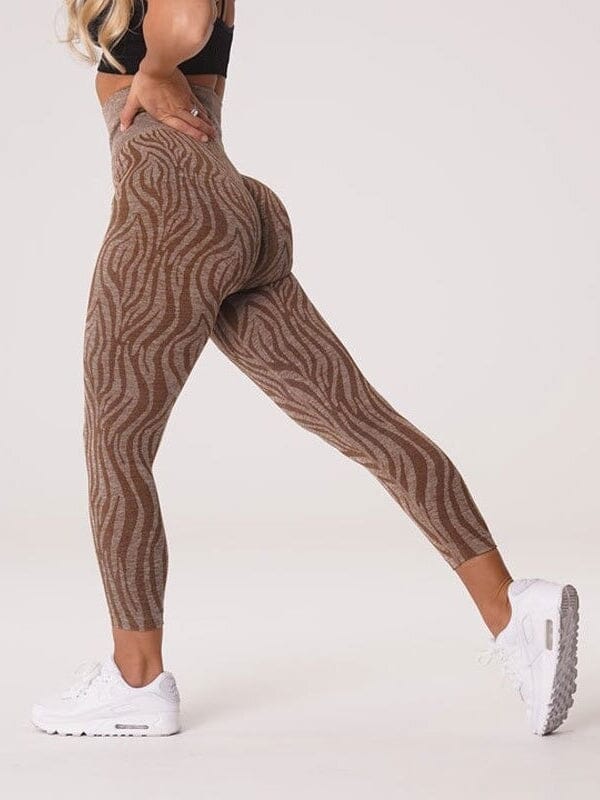 Legging Sport Sans Couture Imprimé Zèbre Leggings Helanke-Srbija.com : Legging Femme | Vêtements de Sport sa Marron 