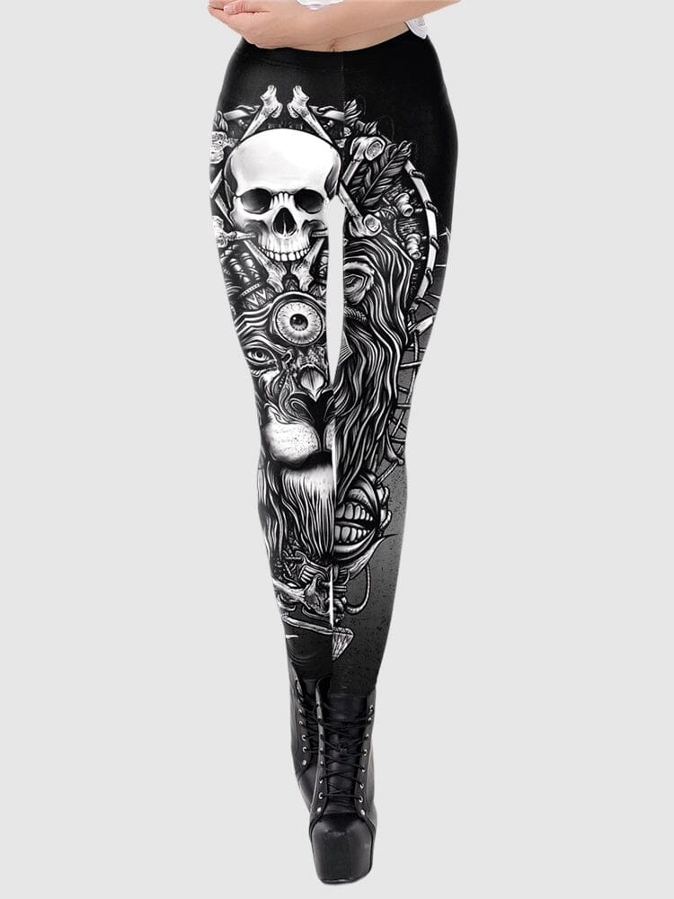 Legging Tête de Mort et Lion Leggings Helanke-Srbija.com sa Argent 