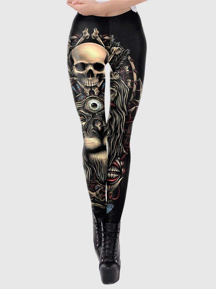Legging Tête de Mort et Lion Leggings Helanke-Srbija.com sa Or 