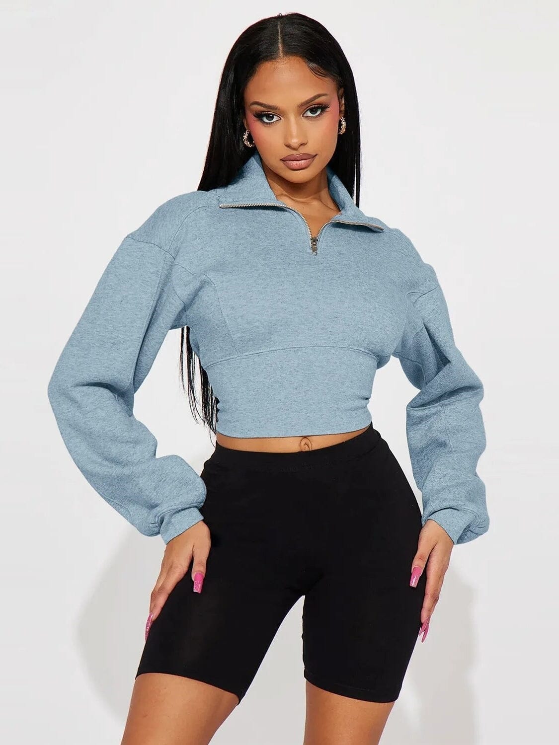 Pull Sport Col Zippé Ultime-Legging sa Bleu 