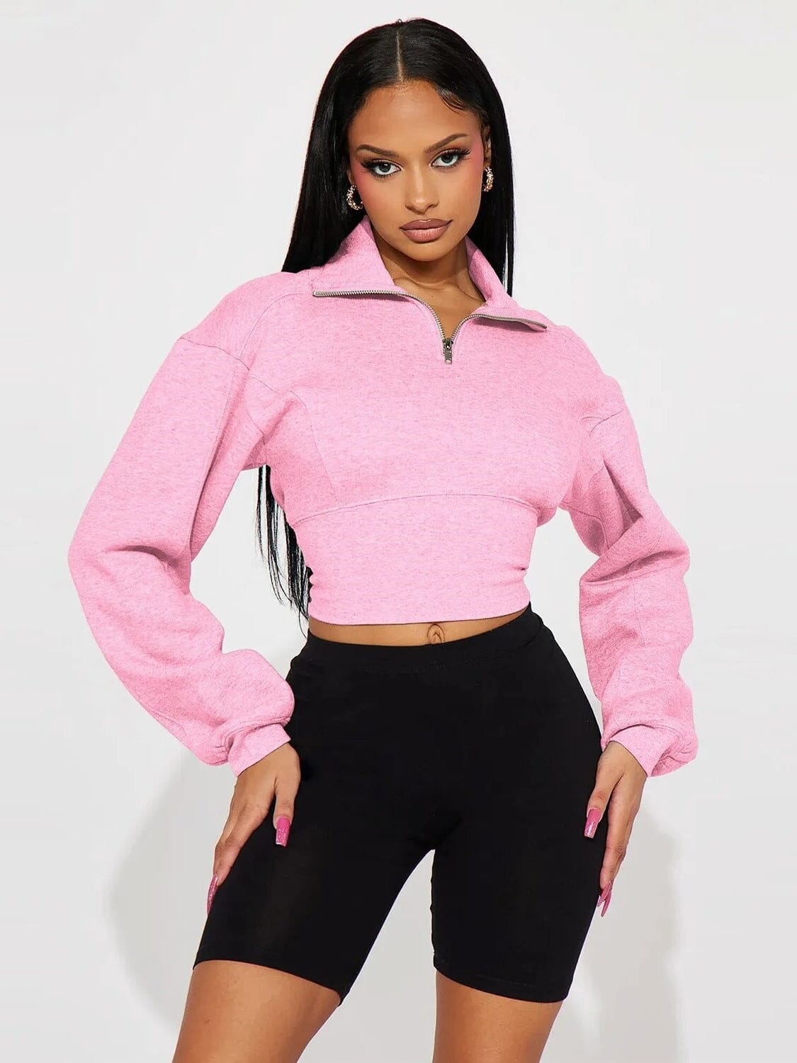 Pull Sport Col Zippé Ultime-Legging sa Rose 