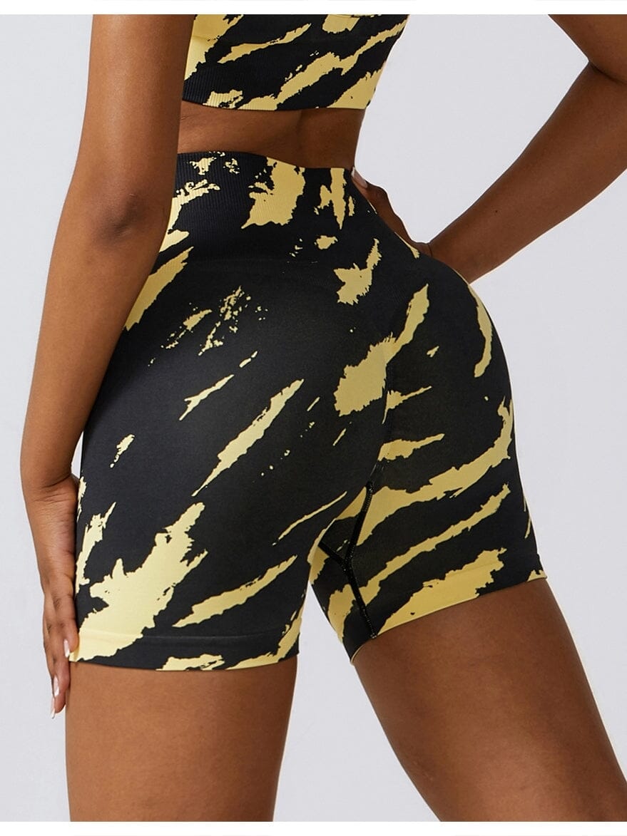 Short Fitness Moulant Taille Haute Shorts Helanke-Srbija.com sa Noir/Jaune 
