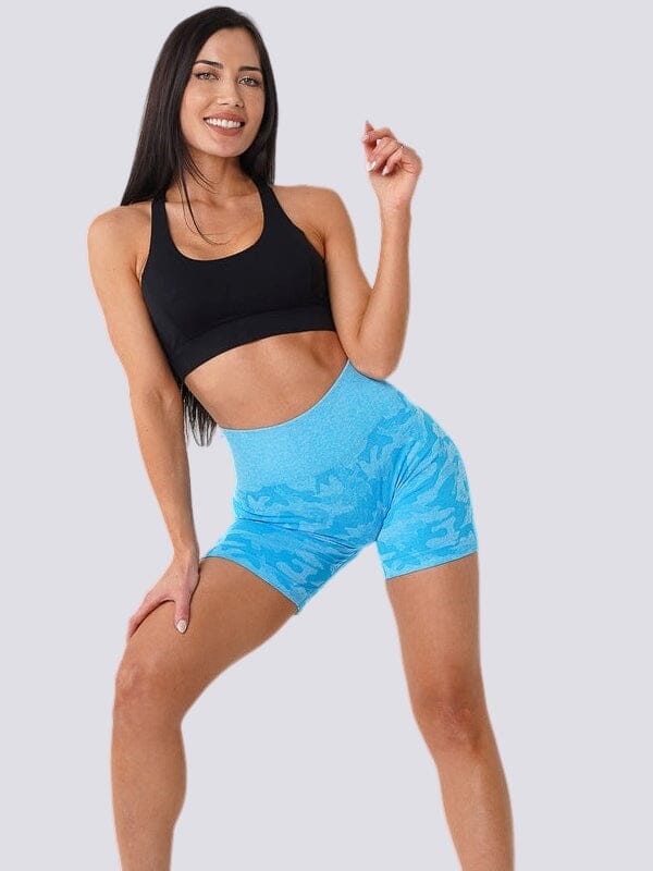 Short Sport Camouflage Sans Couture Shorts Helanke-Srbija.com XS Bleu ciel 