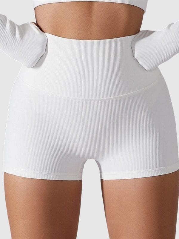 Short Sport Côtelé Taille Haute Shorts Helanke-Srbija.com : Legging Femme | Vêtements de Sport sa Blanc 