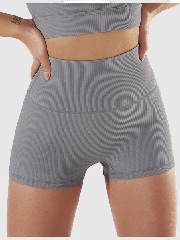 Short Sport Côtelé Taille Haute Shorts Helanke-Srbija.com : Legging Femme | Vêtements de Sport sa Gris 