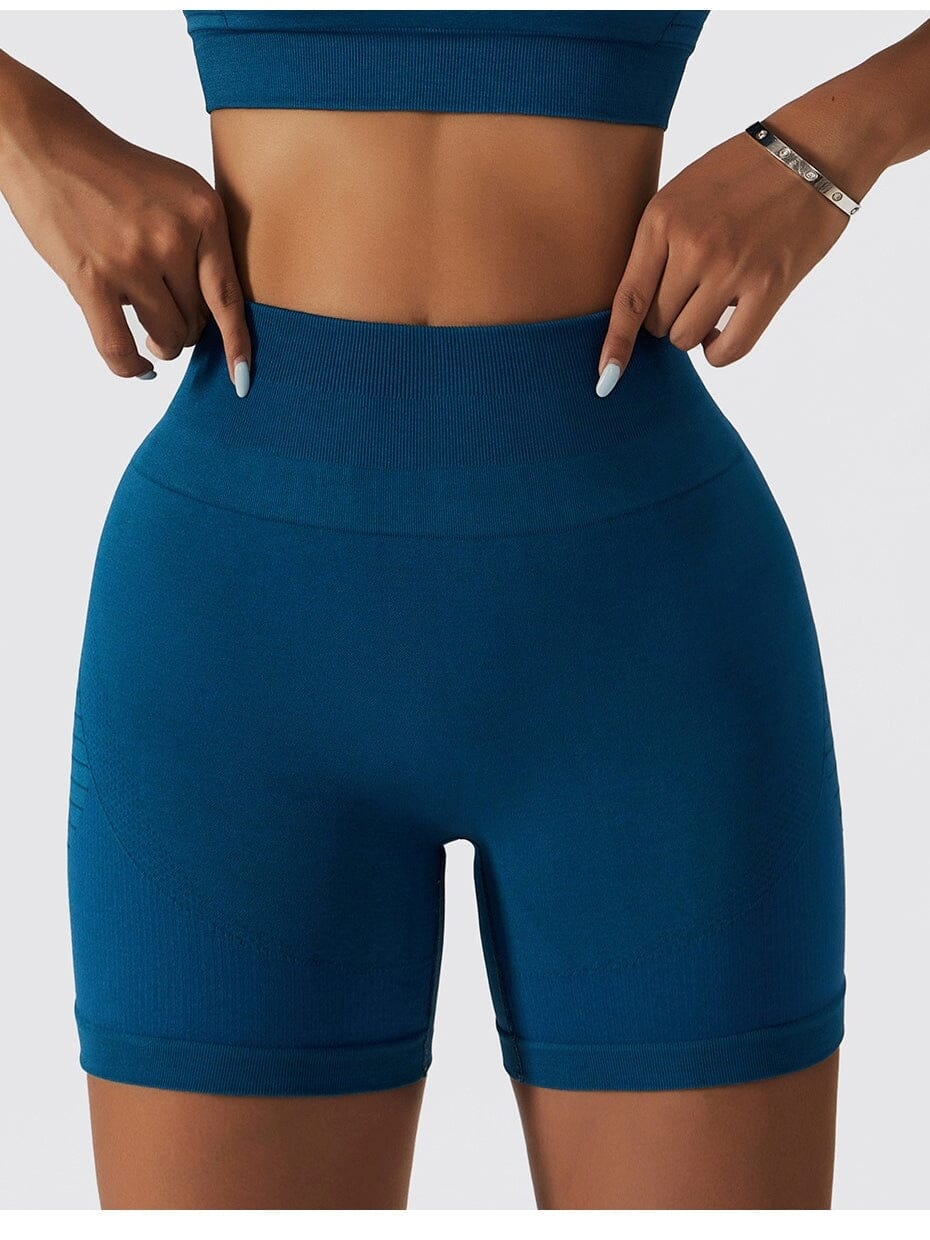 Short Sport Court Taille Haute (Sans Couture) Shorts Helanke-Srbija.com sa Bleu 