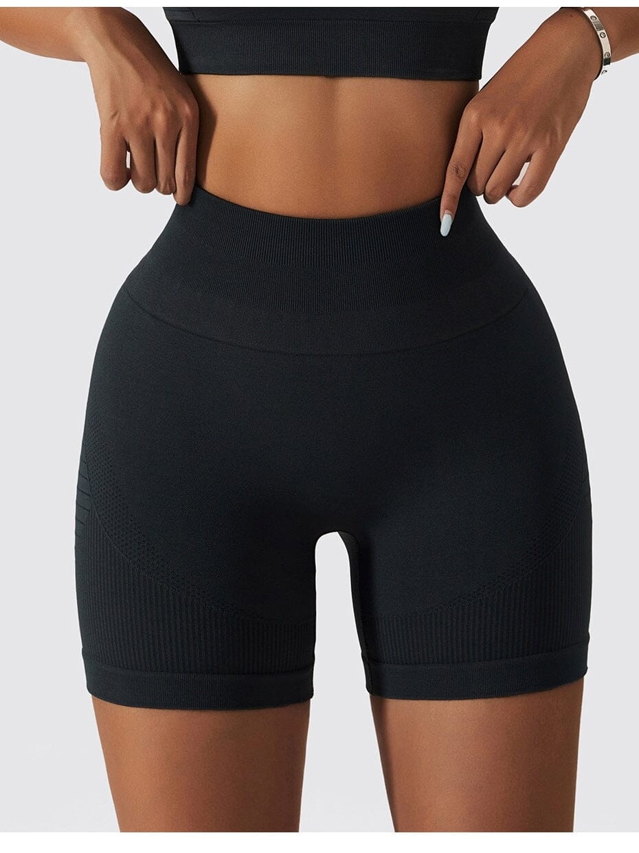 Short Sport Court Taille Haute (Sans Couture) Shorts Helanke-Srbija.com sa Noir 